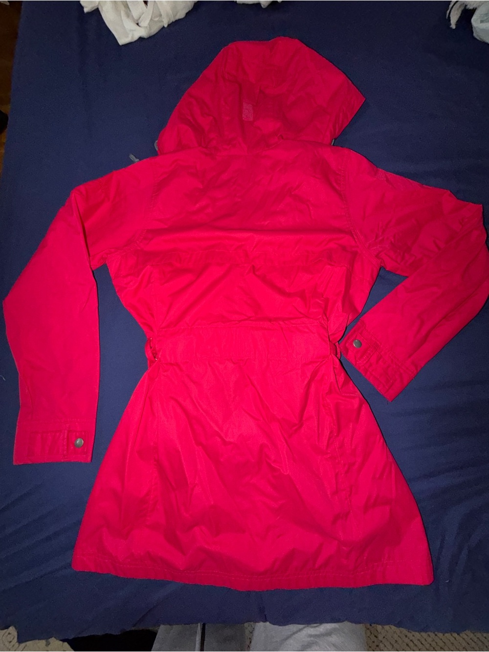Women's Hooded Trench Coat in Vibrant Pink - Picture 3 of 4
